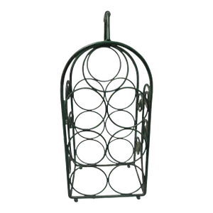 Vintage Verdigris Green Metal Countertop 7 Bottle Wine Rack