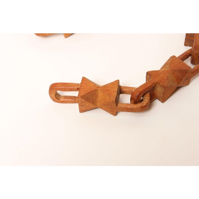 Wood Vintage Folk Art Hand-Carved Bow Tie Whimsy Chain For Sale - Image 7 of 12