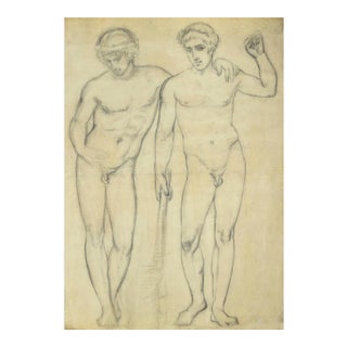 Figures, Original Pencil Drawing, 20th Century For Sale