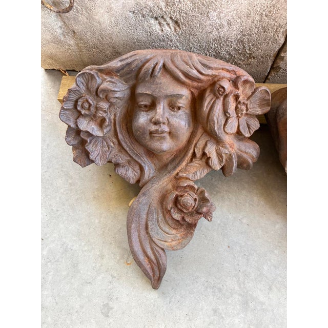 Metal Pair of Antique French Cast Iron Balcony Planters/Ornaments, Circa 1900 For Sale - Image 7 of 11