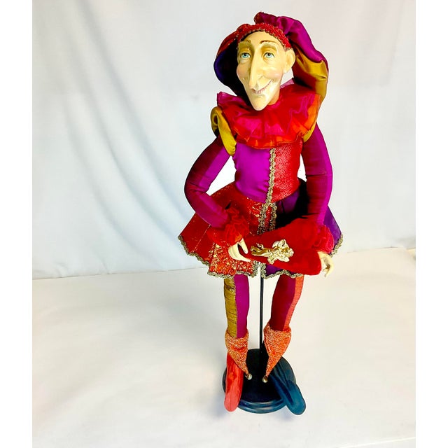Ruby Red 1940s Vintage Art Nouveau Italian Boho Chic 28” Valentine Jester Sculpture Centerpiece For Sale - Image 8 of 17