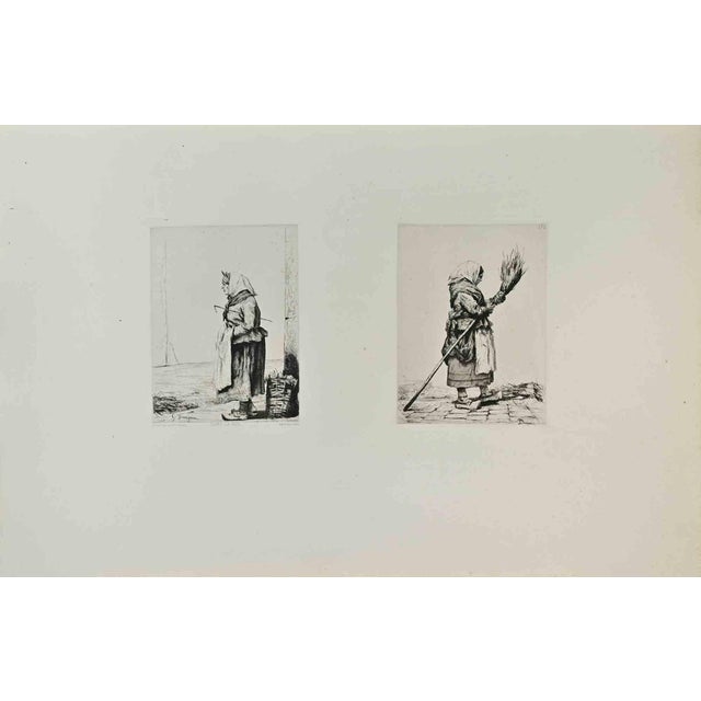 Alfred Cadart, Dans la Rue, Etching, 1870s For Sale