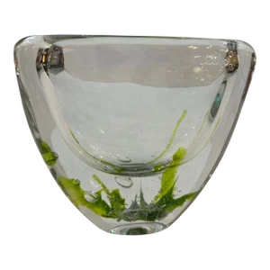 Kosta Boda Hand Blown Sea Life Motif Glass Vase Signed Orrefors 317m