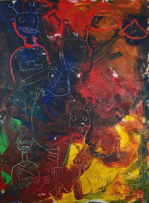 "X Ae A-12" Contemporary Neo Exprerssionist Painting by Sax Berlin