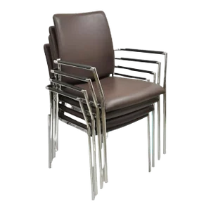 Vintage Tayco Canada Chrome and Chocolate Brown Vinyl Arm Chairs - Set of 4