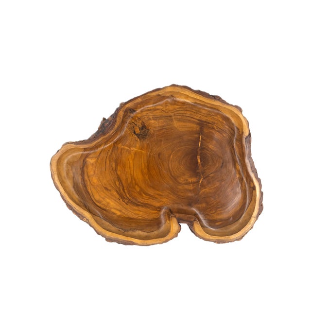 Brown Hand-Carved Peruvian Olive Wood Tray With Live Sculptural Edges For Sale - Image 8 of 10