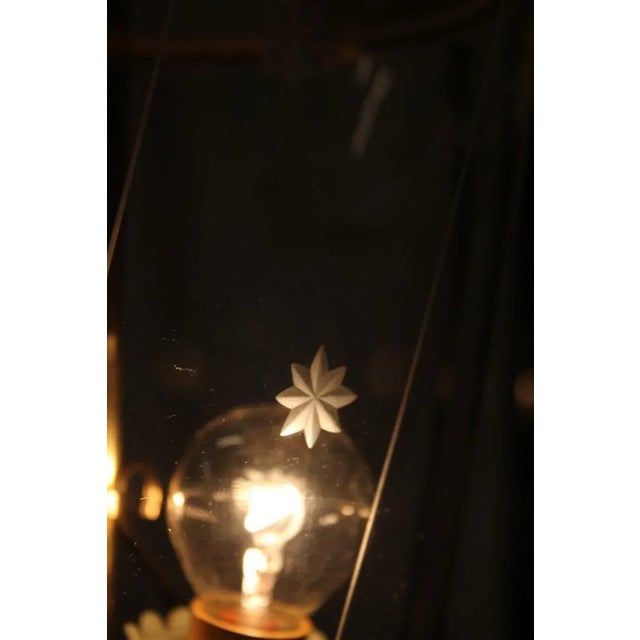 Gold Mid-Century Italian Engraved Glass and Brass Ceiling Lamp from Crystal Art, 1950s For Sale - Image 8 of 13