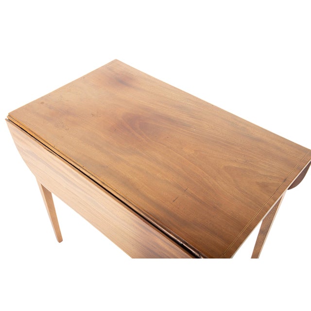 English Antique Georgian English Pembroke Table With Satinwood Banded Border - Circa Early 19th or Late 18th Century For Sale - Image 3 of 5