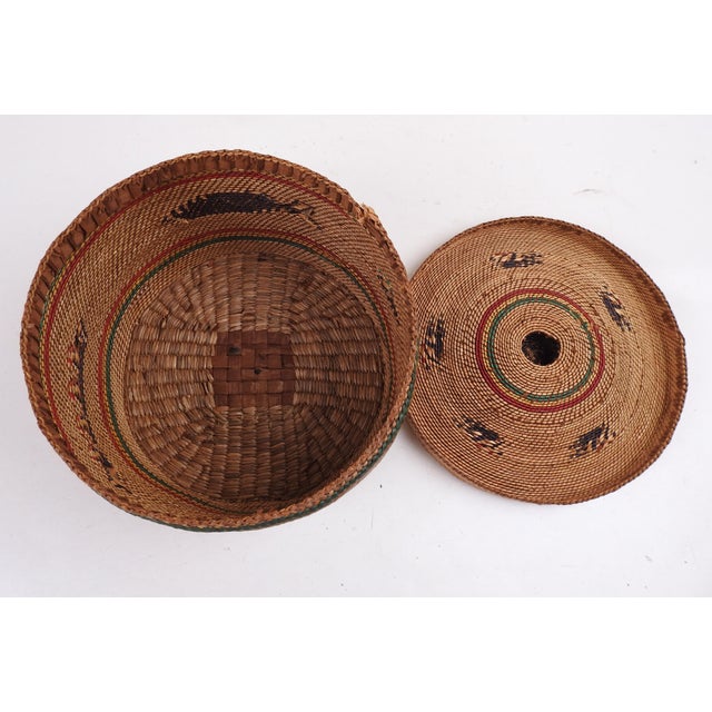 Wood Makah Lidded Basket Whale Whaling Motif For Sale - Image 7 of 9