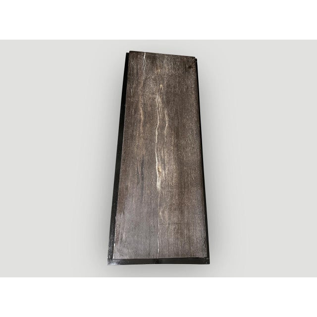 Contemporary Andrianna Shamaris Petrified Wood Slab with Minimalist Teak Wood Base For Sale - Image 3 of 5