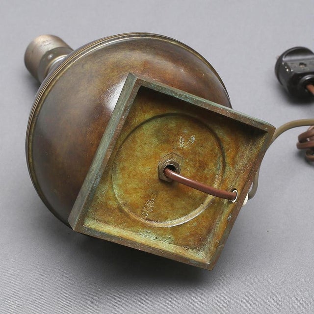 1930s Swedish Modern Art Deco Table Lamp in Patinated Bronze from GAB, 1930s For Sale - Image 5 of 9