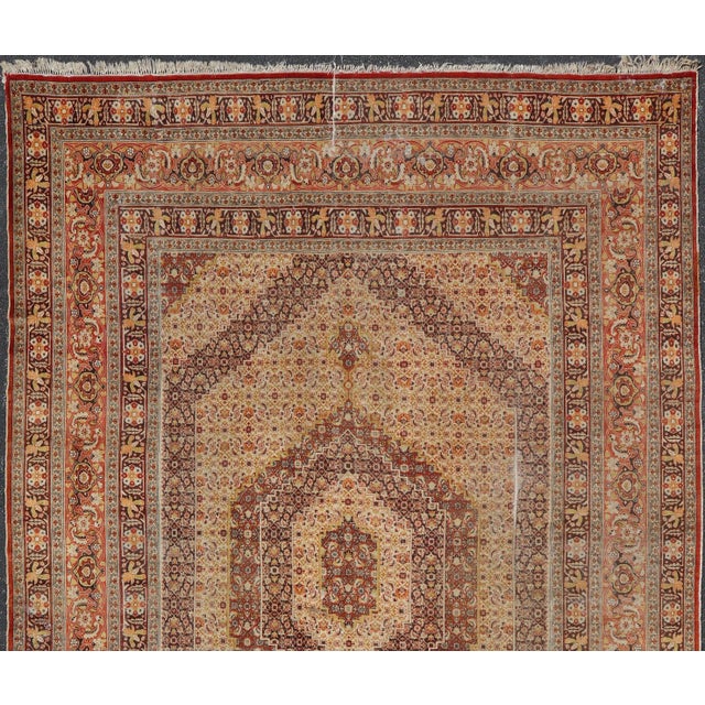 Tribal Antique Haji Jalili Tabriz Rug With Ivory Field and Fine Medallion Design 12'8 X 17'7 For Sale - Image 3 of 16