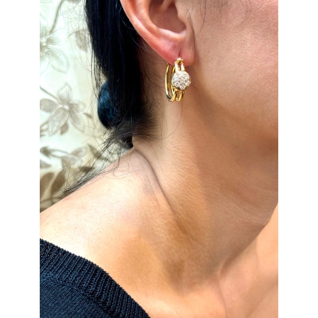 1.6 Carat Diamond VS Quality Hoop Earrings Women , 18 Karat Yellow Gold 8.8 Gm For Sale - Image 11 of 18