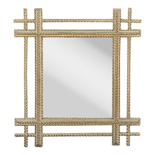 Tramp Art Gilded Mirror with Hand-Carved Frame, circa 1920 For Sale