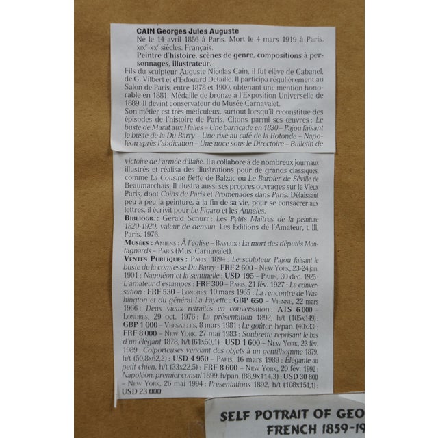 1883 French Antique Etching Self Portrait of Lhéritier Georges Cain Burled Frame For Sale - Image 10 of 13