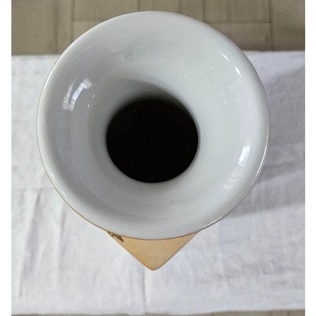Japanese Porcelain Vase, Decorated in Hong Kong Circa 1960, Mid-Century Style For Sale In Palm Springs - Image 6 of 8