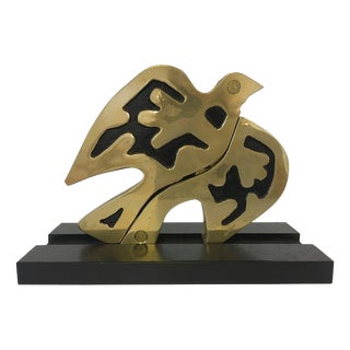 Postmodern Kinetic Bronze Sculpture of Dove by Bruno Chersicla, 1980s For Sale