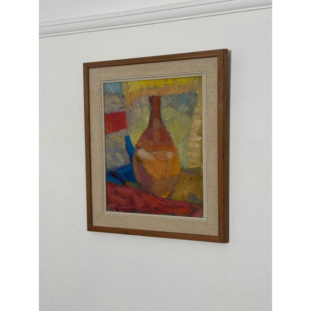 Original Swedish Oil on Canvas – “Vase” by Britta Ringvall – Vintage & Framed – 45 × 53 cm (17.7" × 20.9") A...