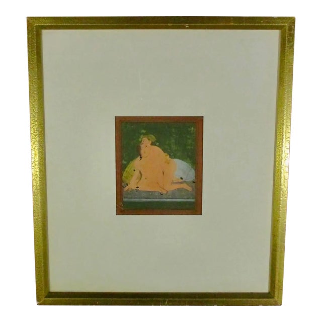 19th Century Indian Karma Sutra Illustration Framed. For Sale