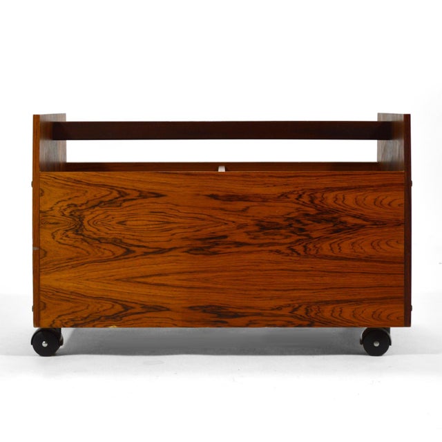 Rolf Hesland Rosewood Rolling Record/Magazine Caddy by Bruksbo For Sale In Chicago - Image 6 of 6