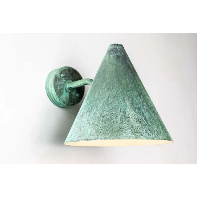 Turquoise Hans-Agne Jakobsson 'Tratten' Verdigris Patinated Outdoor Sconces - a Pair For Sale - Image 8 of 12