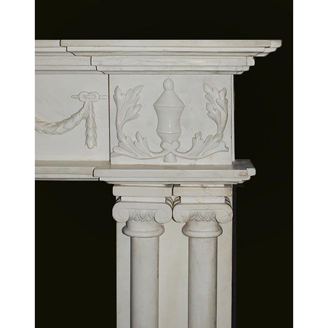White Marble Fireplace Mantel - Georgian Style - 19th Century For Sale - Image 10 of 11