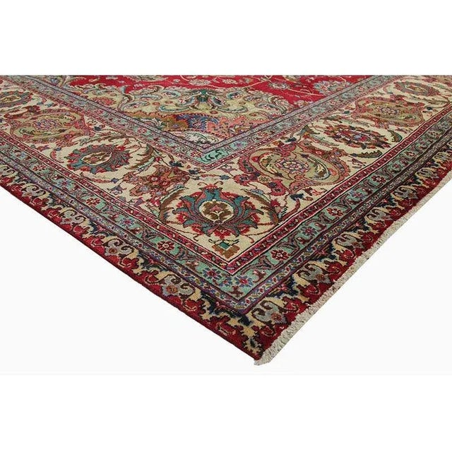 1960s Old Persian Tabriz Area Rug 10’9″ X 13’10” For Sale - Image 9 of 13