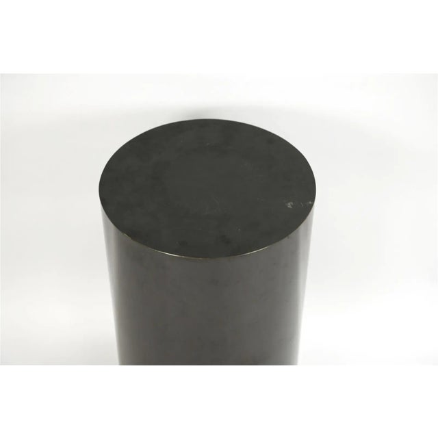 Art Deco Vintage Black Lacquer & Brass Round Pedestal For Sale - Image 3 of 9