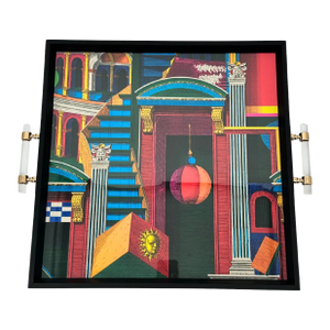 Black Decorative Tray Mind the Gap With Lucite & Gold Handles