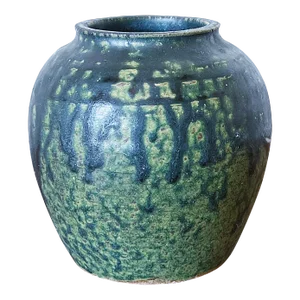 Mid Century California Studio Pottery Vase in Dynamic Green Glaze Marked Dt