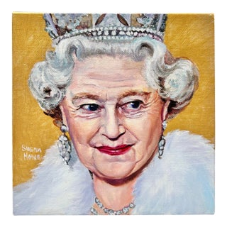 Original Queen Elizabeth II Portrait Painting by Susan Howe For Sale