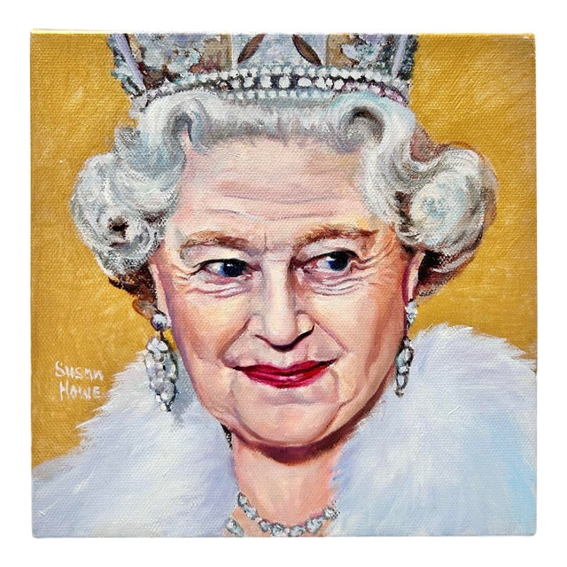 Original Queen Elizabeth II Portrait Painting by Susan Howe For Sale