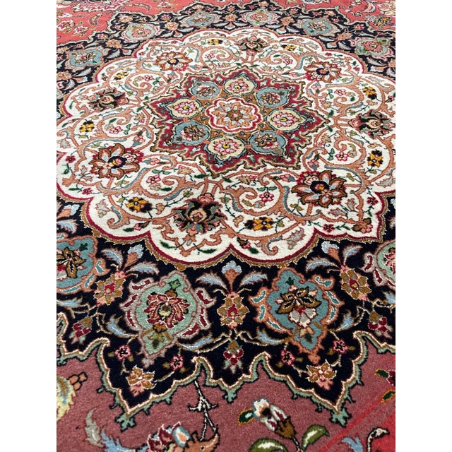 Textile 1950's 1m Knots, Fine Silk Highlights With Royal Bird Motifs Rug - 9 7 X 13 6 For Sale - Image 7 of 13