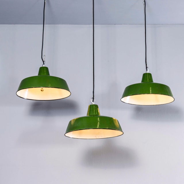 Army Enamel Hanging Pendant Lamp, 1950s For Sale - Image 13 of 13