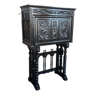 20th Century Spanish Baroque Style Cabinet on Stand, Bargueno or Varqueno For Sale