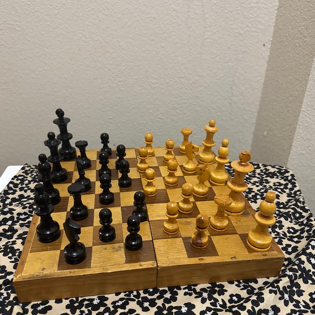 Vintage Chess Game Wooden 1960s For Sale - Image 9 of 10