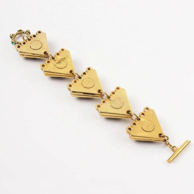 Claire Deve Geometric Gilded Jeweled Bangle Bracelet For Sale - Image 4 of 7