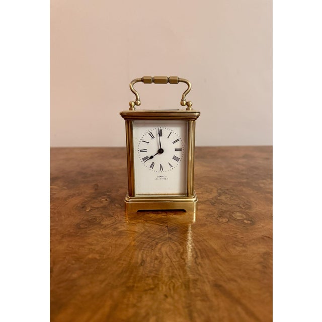 Antique Victorian Brass Carriage Clock, 1880 For Sale - Image 3 of 7