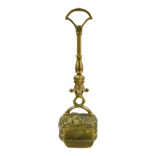 Antique Victorian-Era Solid Brass Doorstop Door Porter For Sale