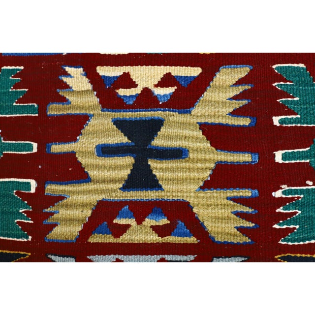 Red 1960s Scandinavian Wool Red Handwoven Ethnic Kilim Rug For Sale - Image 8 of 13