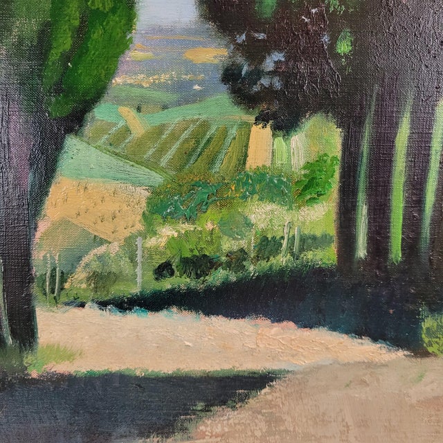 René Genis, The Alley of the Cypresses, 1970s, Oil on Canvas For Sale - Image 11 of 18