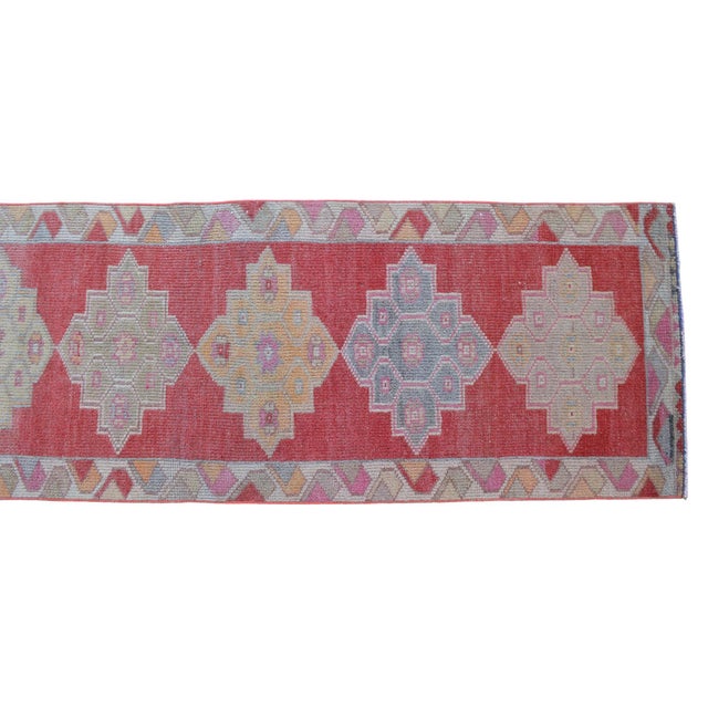 1970s Vintage Turkish Hand-Knotted Runner Rug, Hallway Rug, Kitchen Decor - 2′6″ × 11′5″ For Sale - Image 12 of 15