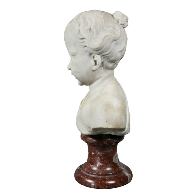 Late 18th Century Louis XVI Marble Bust of a Young Boy For Sale - Image 5 of 7