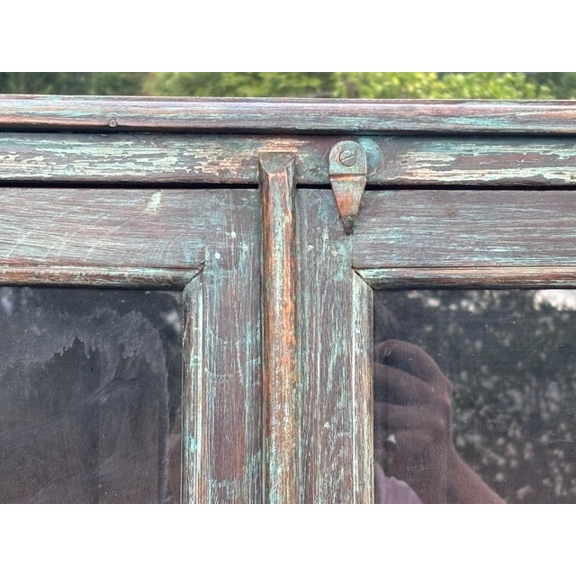 Wood Early 20th Century. Artisan Painted Two Door Display Cabinet For Sale - Image 7 of 14