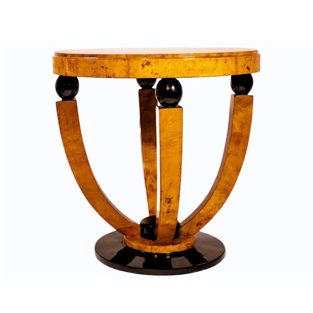 Art Deco Table in Burl Walnut Veneer and Black Lacquer For Sale - Image 6 of 6