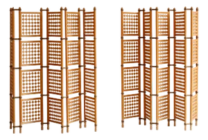 Scandinavian Modern Screens or Room Dividers in Stained Beechwood, 1940s, Set of 2