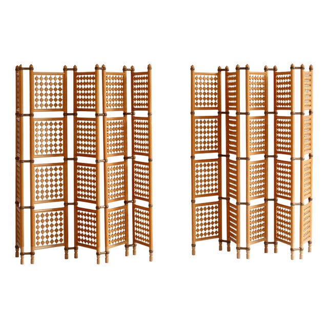 Scandinavian Modern Screens or Room Dividers in Stained Beechwood by Hans J. Wegner, 1940s, Set of 2 For Sale
