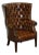 Hand-Dyed Leather Chesterfield Porter's Wingback Armchair For Sale