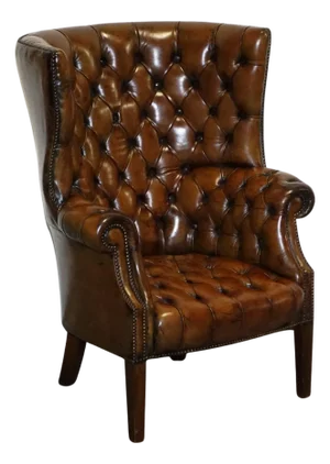 Hand-Dyed Leather Chesterfield Porter's Wingback Armchair
