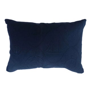 2000s Nautical Navy Blue Pair of Indoor Pillows For Sale
